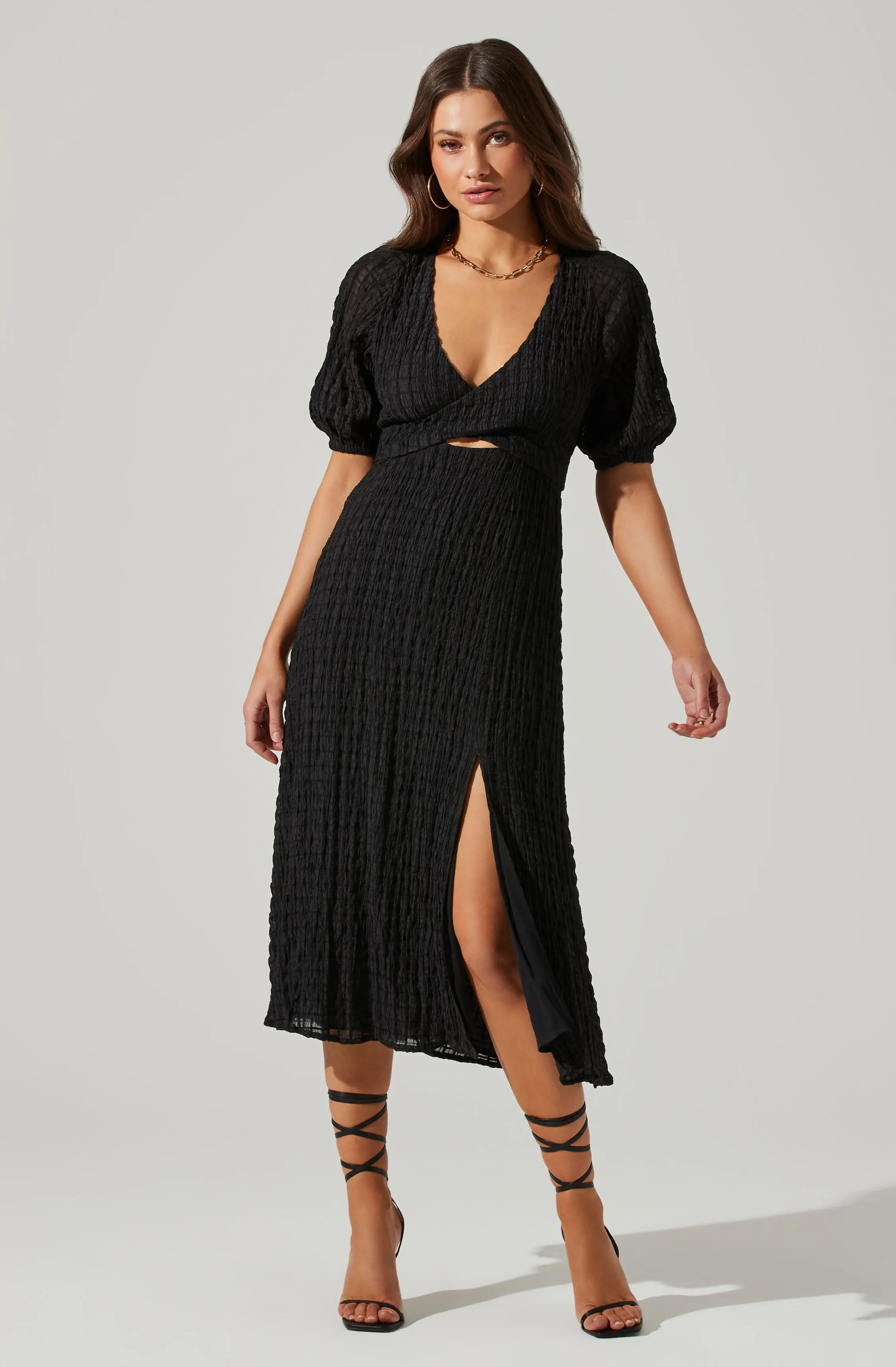 Cross Bust Tie Back Midi Dress