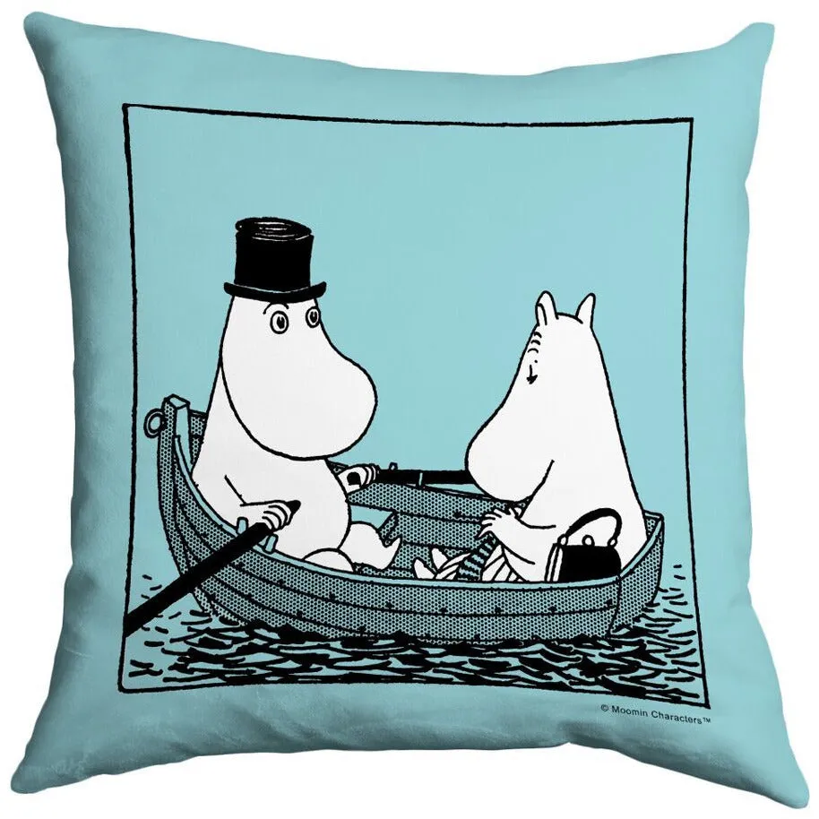 Cushion Moominmamma And Moominpappa In A Boat Turquoise