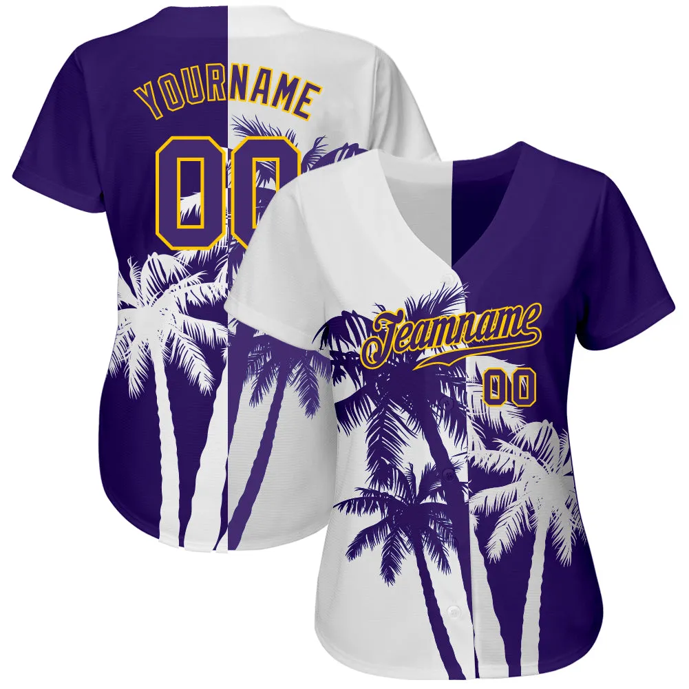 Custom 3D Pattern Design Hawaii Coconut Trees Authentic Baseball Jersey