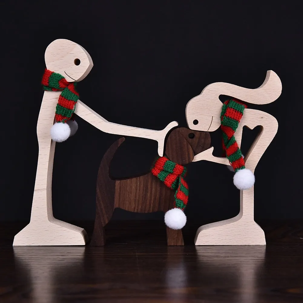 Cute Wood Crafted Dog Sculpture