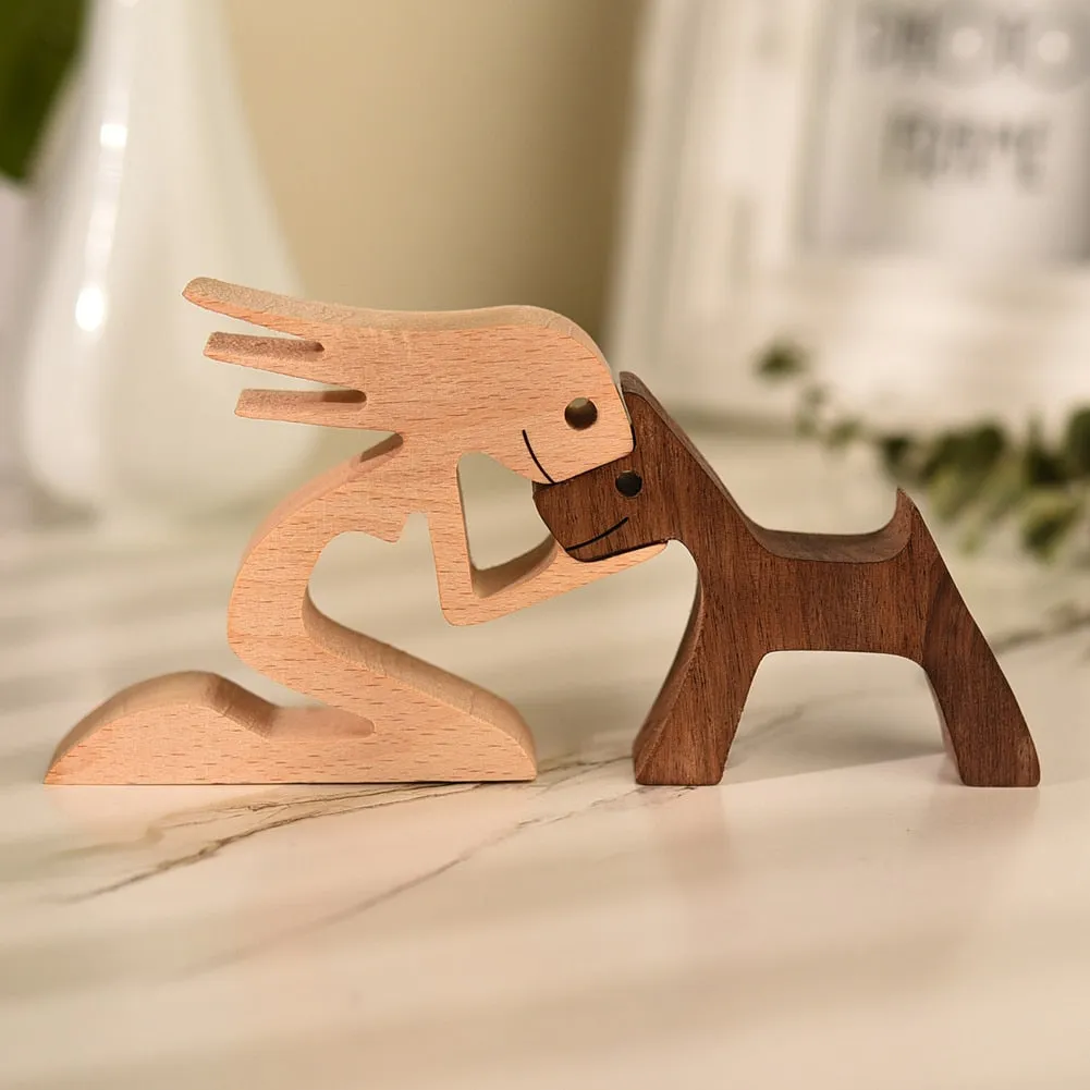 Cute Wood Crafted Dog Sculpture