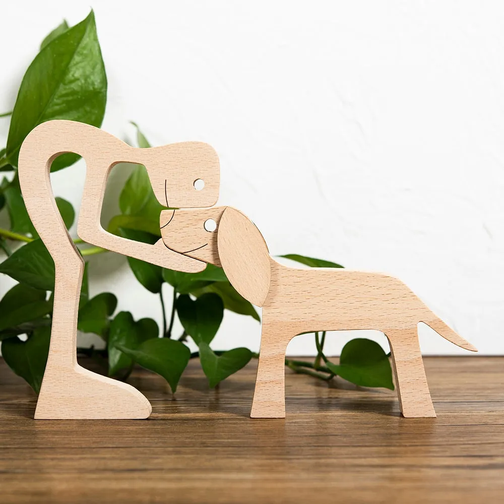 Cute Wood Crafted Dog Sculpture