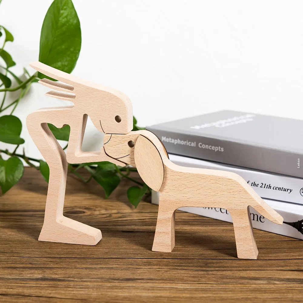 Cute Wood Crafted Dog Sculpture