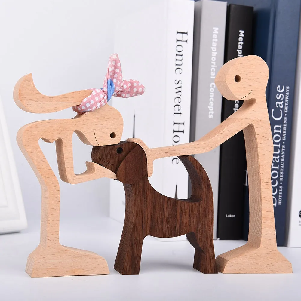 Cute Wood Crafted Dog Sculpture