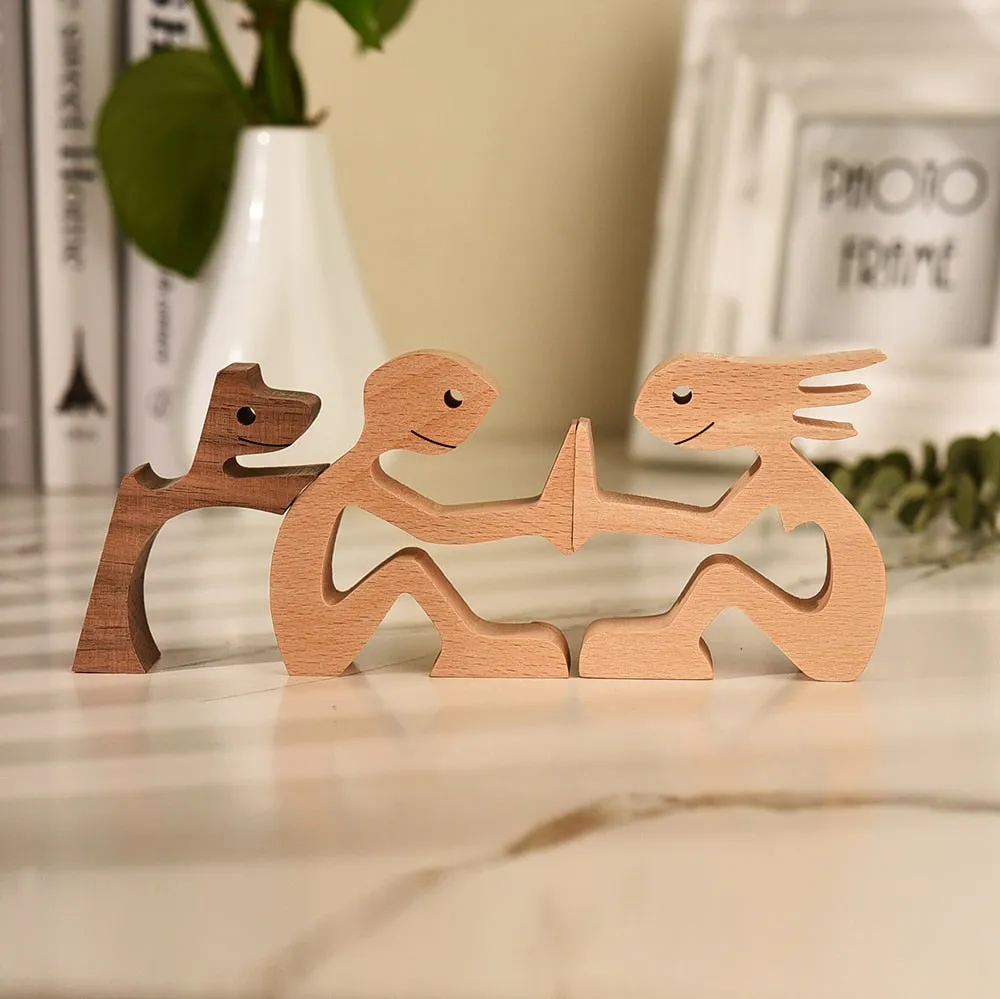 Cute Wood Crafted Dog Sculpture