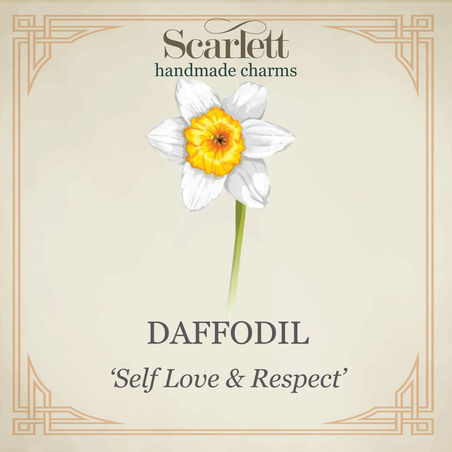 Daffodil Flower Silver & Solid Gold Charm