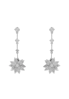 Dahlia Drop Earrings Silver White