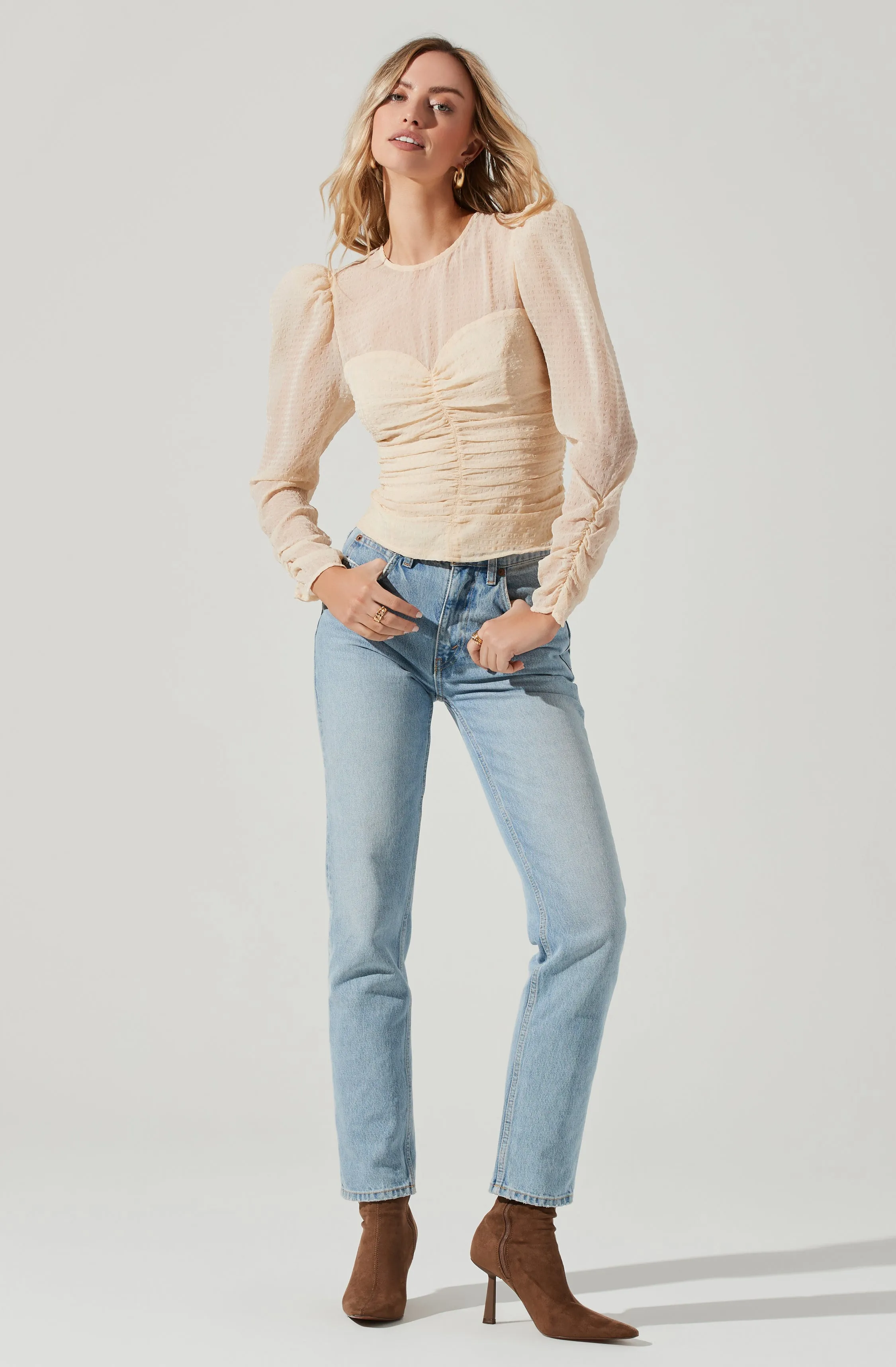 Dalma Ruched Puff Sleeve Top