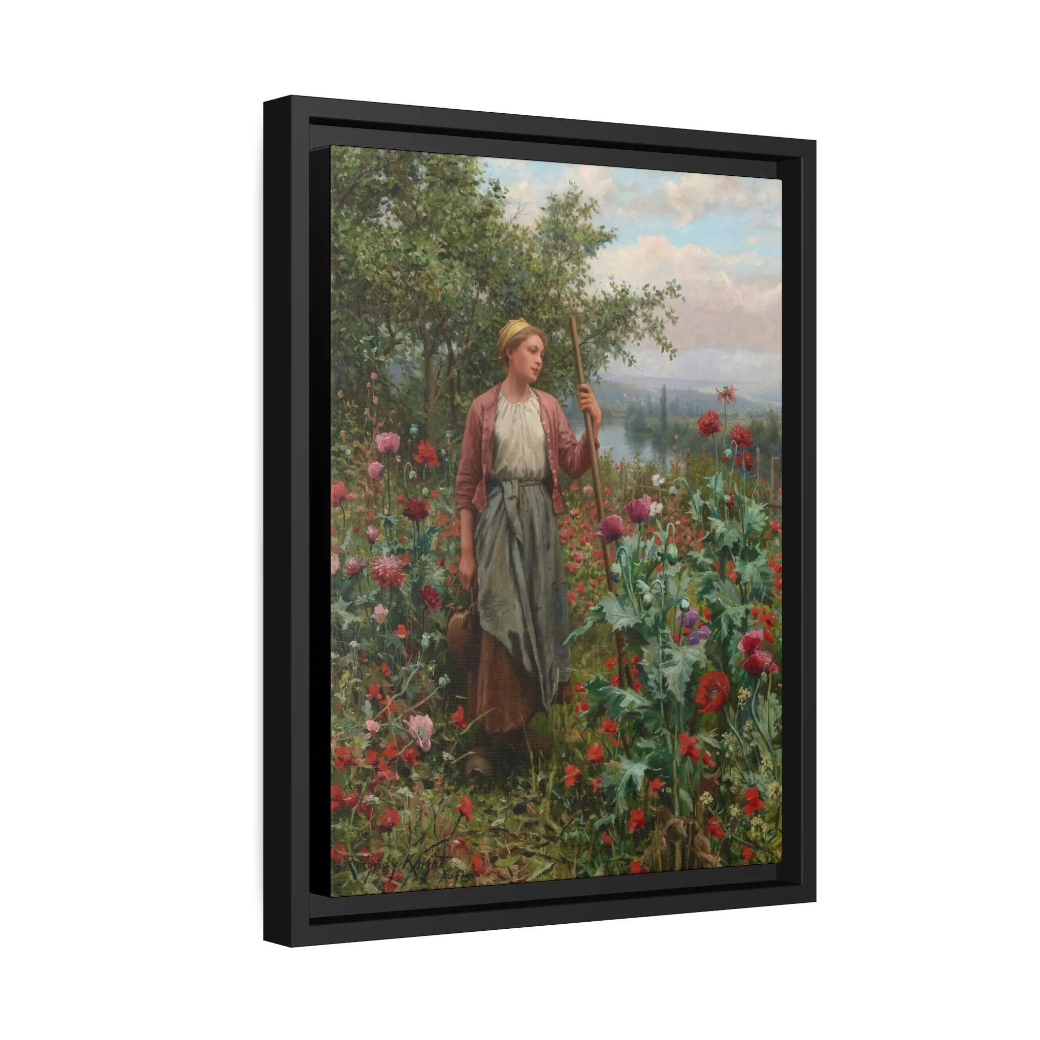 Daniel Ridgway Knight: "Maria Among the Poppies" - Framed Canvas Reproduction