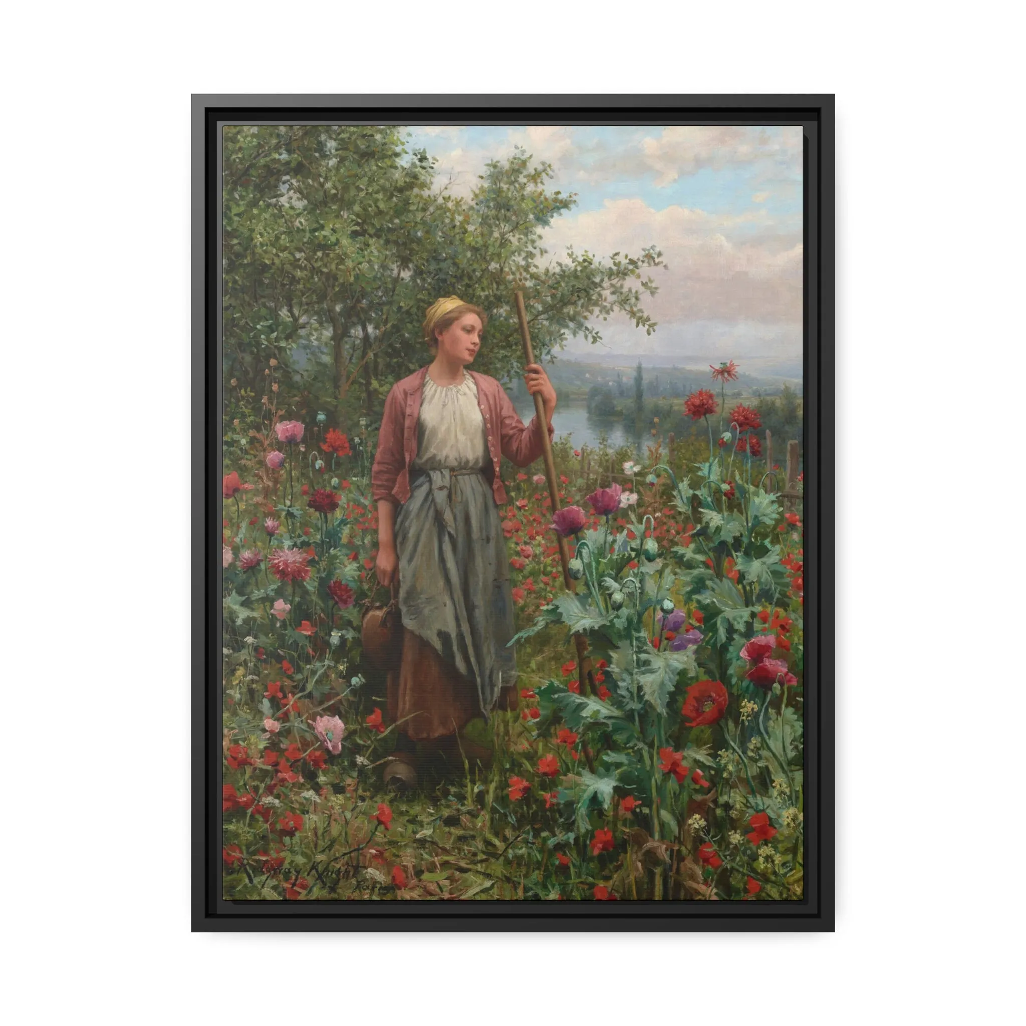 Daniel Ridgway Knight: "Maria Among the Poppies" - Framed Canvas Reproduction