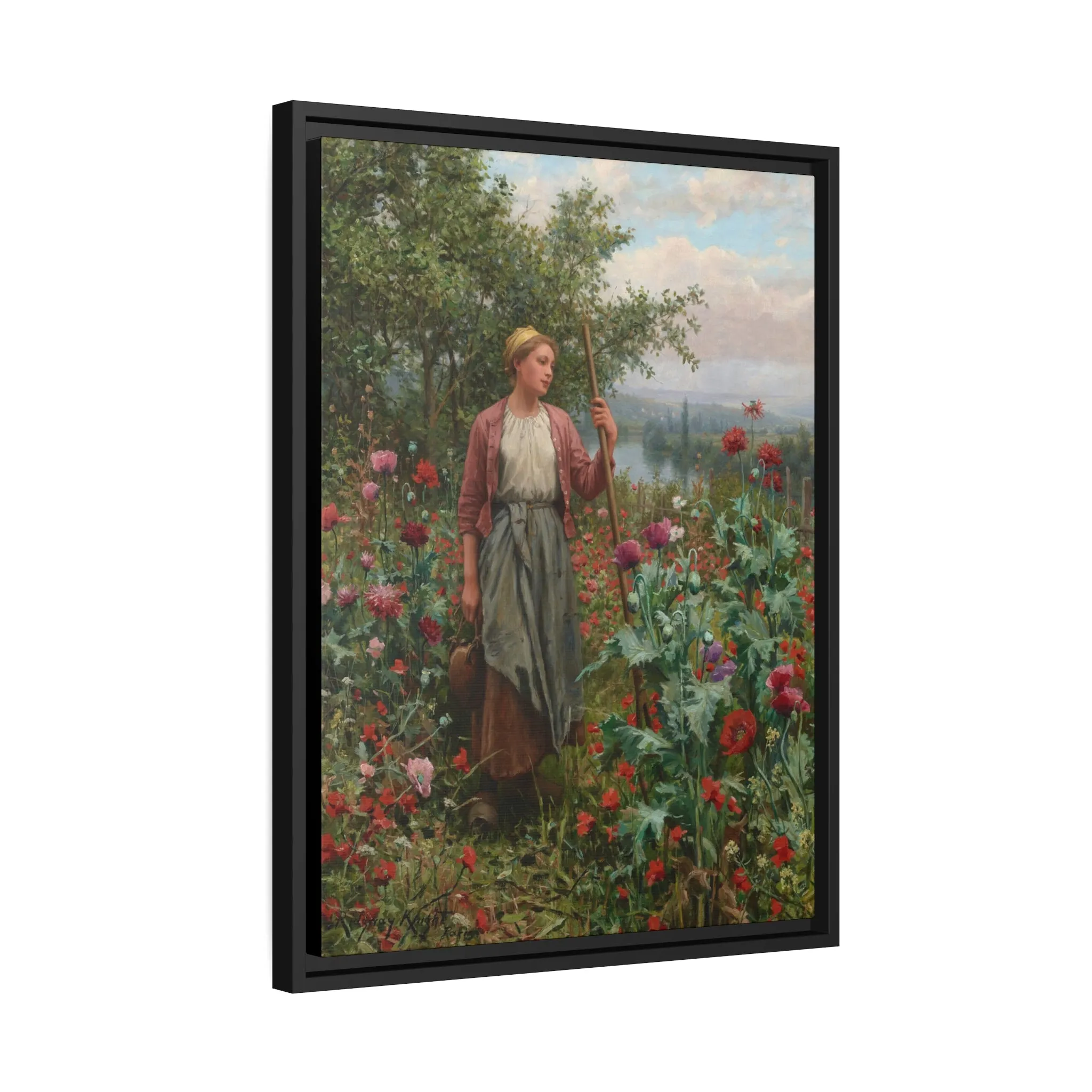 Daniel Ridgway Knight: "Maria Among the Poppies" - Framed Canvas Reproduction