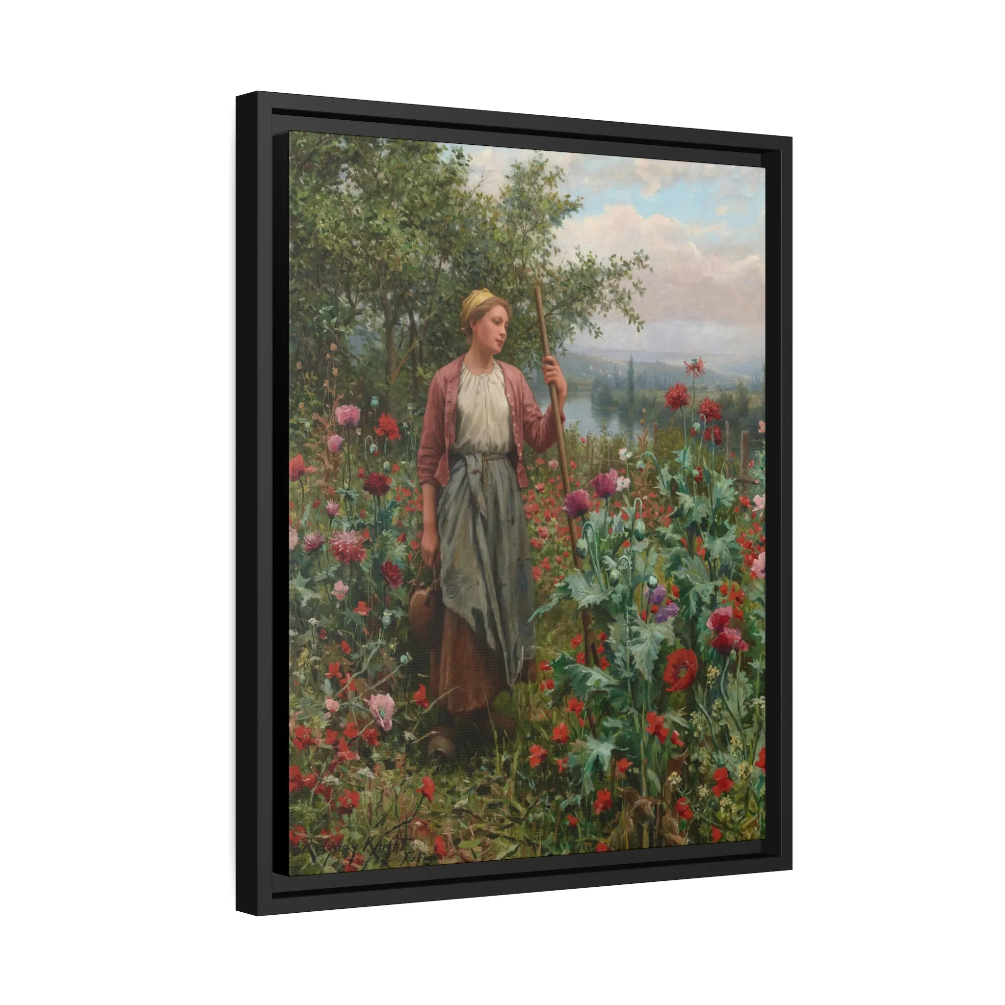 Daniel Ridgway Knight: "Maria Among the Poppies" - Framed Canvas Reproduction