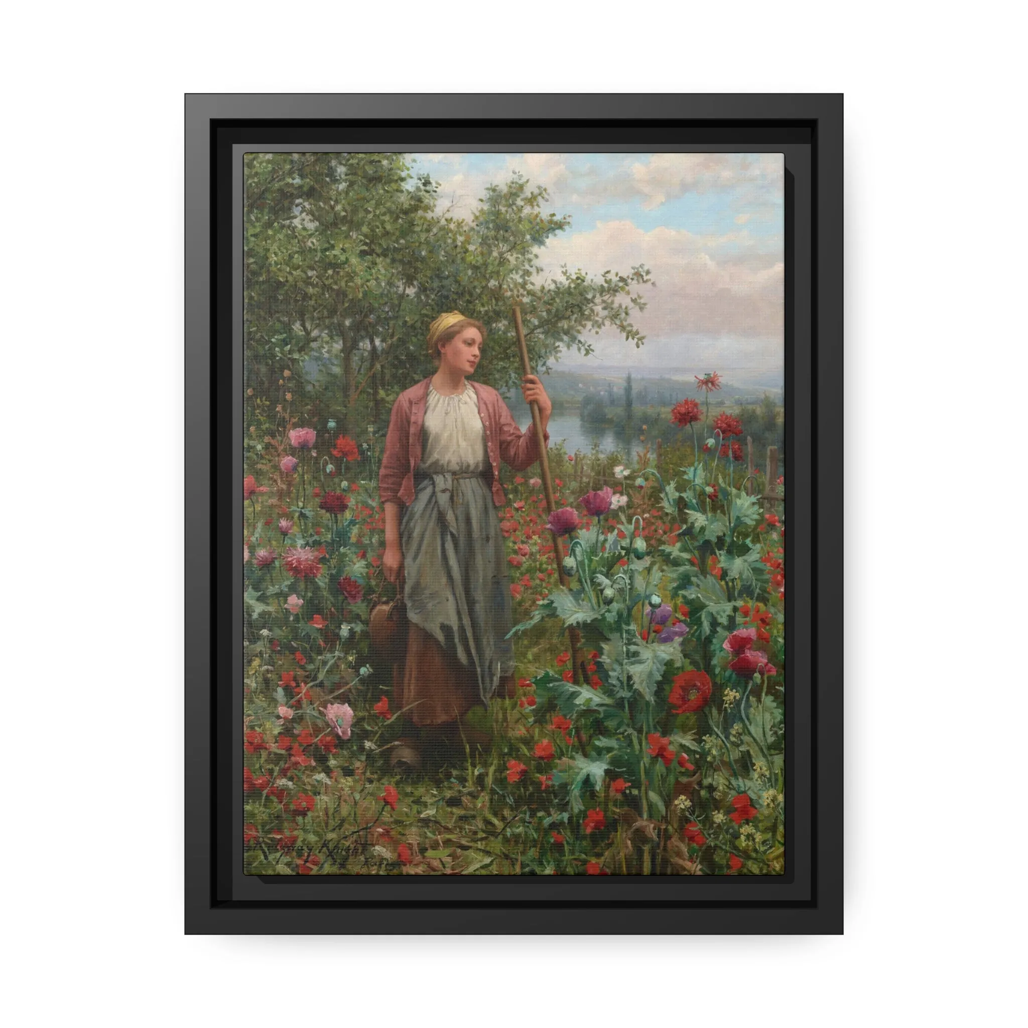 Daniel Ridgway Knight: "Maria Among the Poppies" - Framed Canvas Reproduction