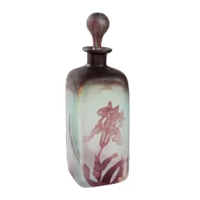 Daum Nancy Wheel-Carved Iris Blossom Cameo Glass Bottle