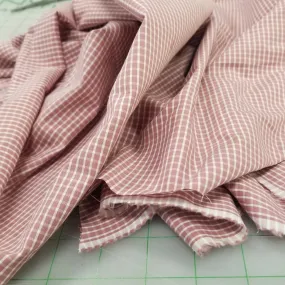 Designer Deadstock European Soft Apparel Mauve Rose Gingham Micro Check Woven- by the yard