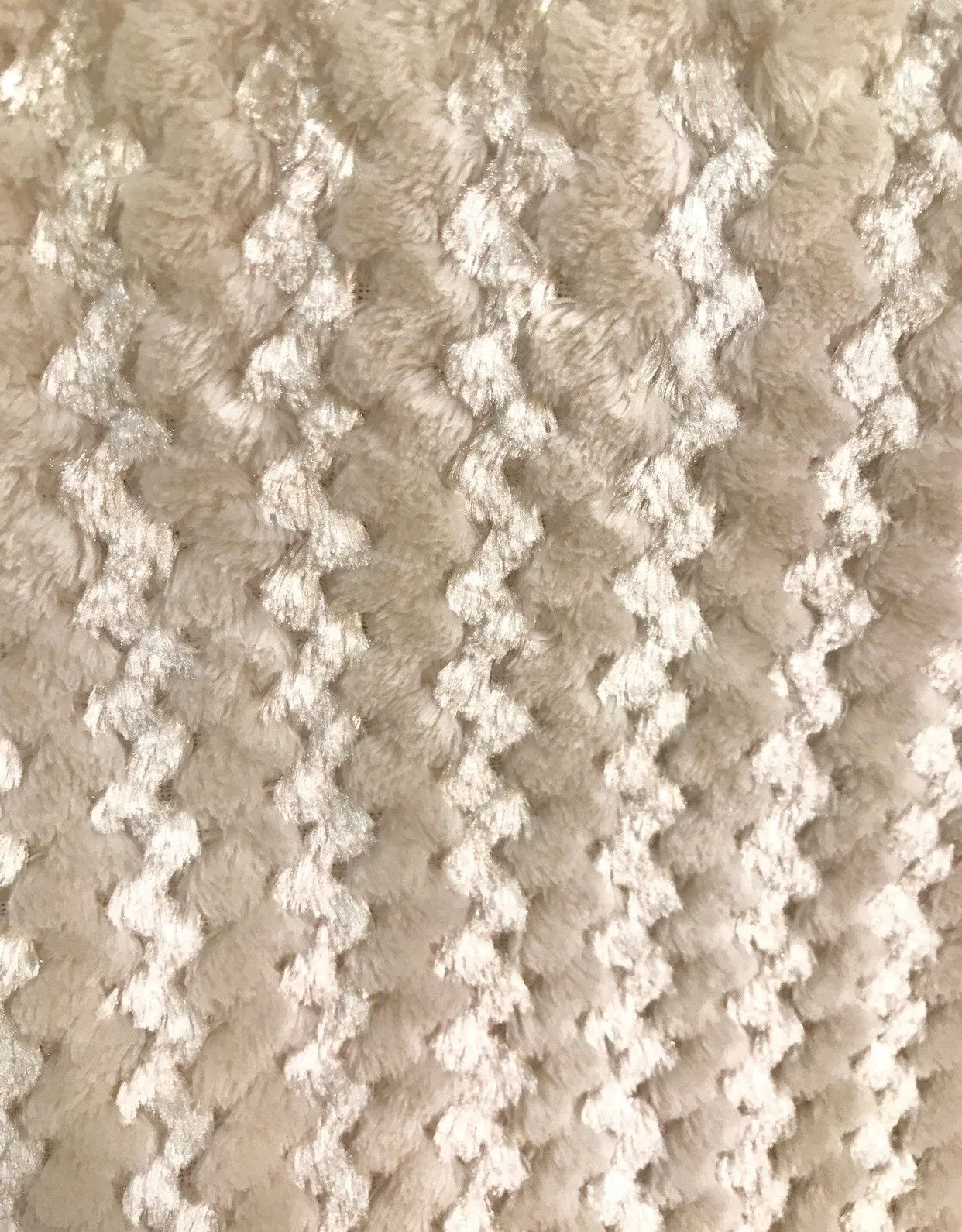 Designer Luxury Faux Fur Plush Fabric- Beige And Shell- Sold By The Yard