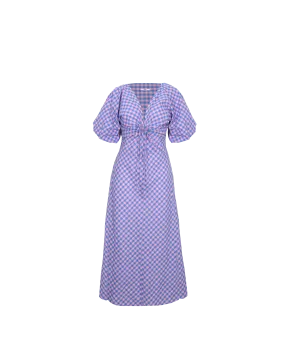 DONOVAN TIE DRESS PINK BLUE GINGHAM