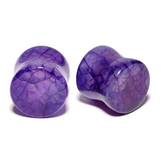 Dragon Vein Agate Stone Double Flare Plugs