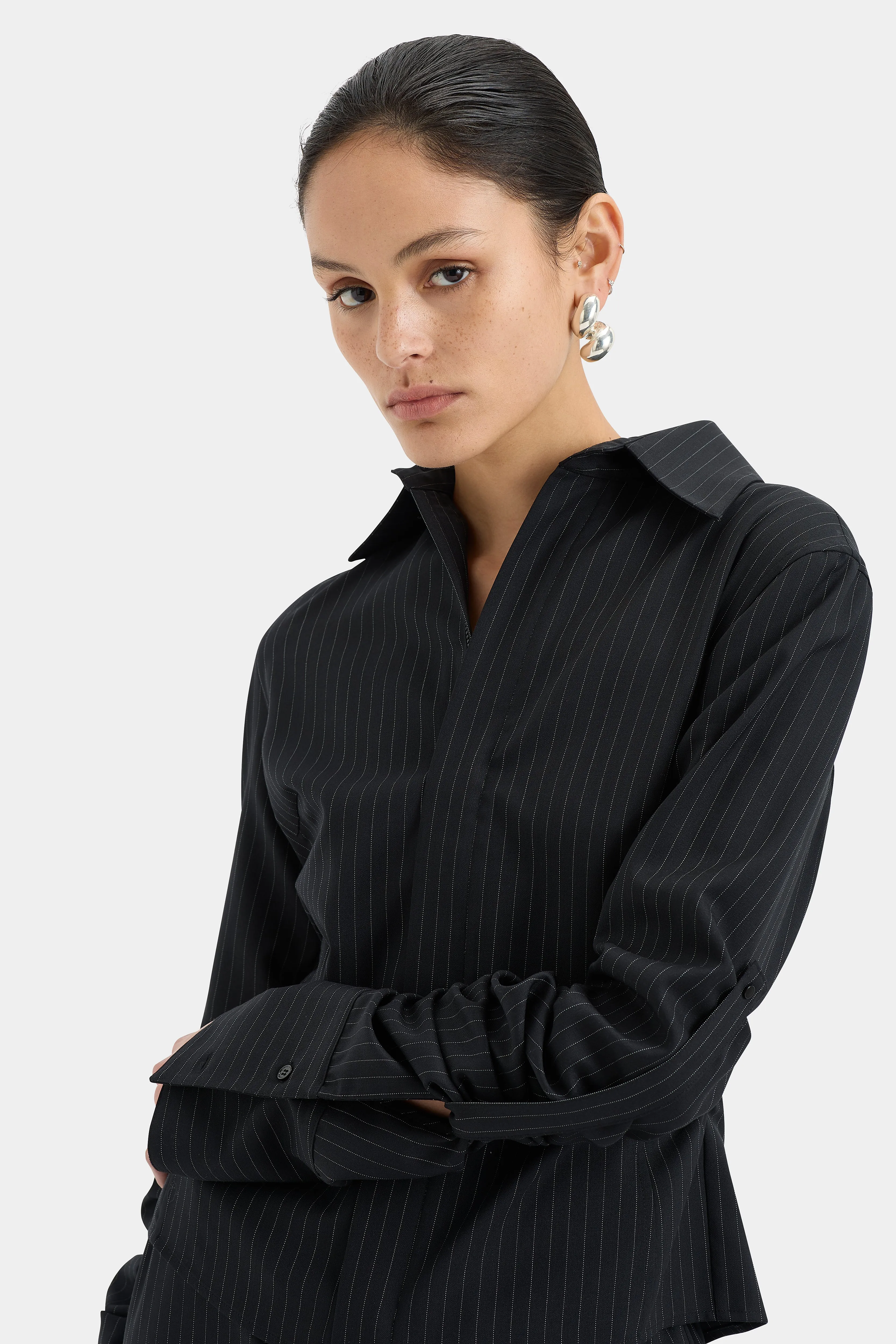 Edie Ruched Sleeve Shirt