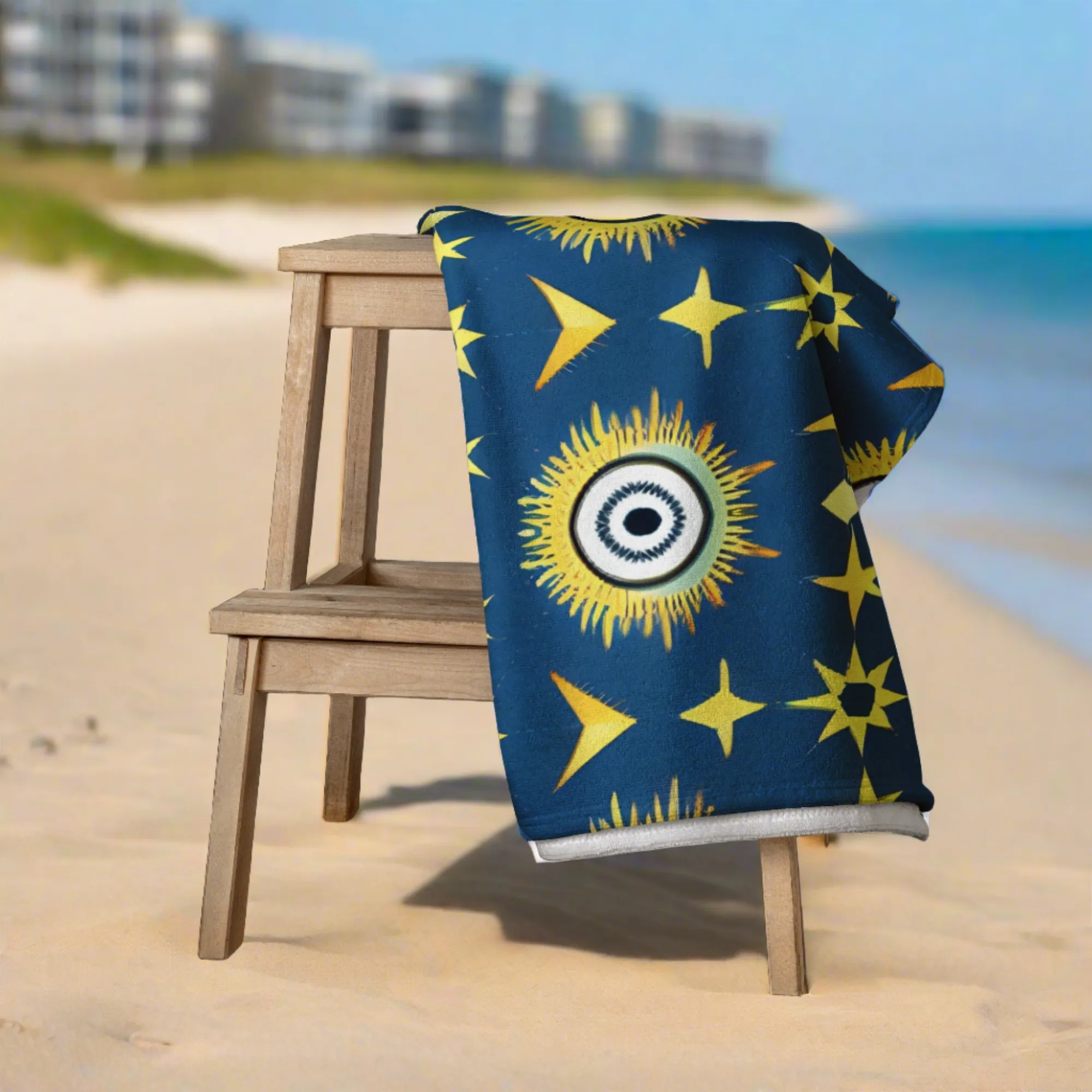 Elevate Your Bathroom Decor with Navy & Gold Star Sublimation Towel | Soft and Cozy