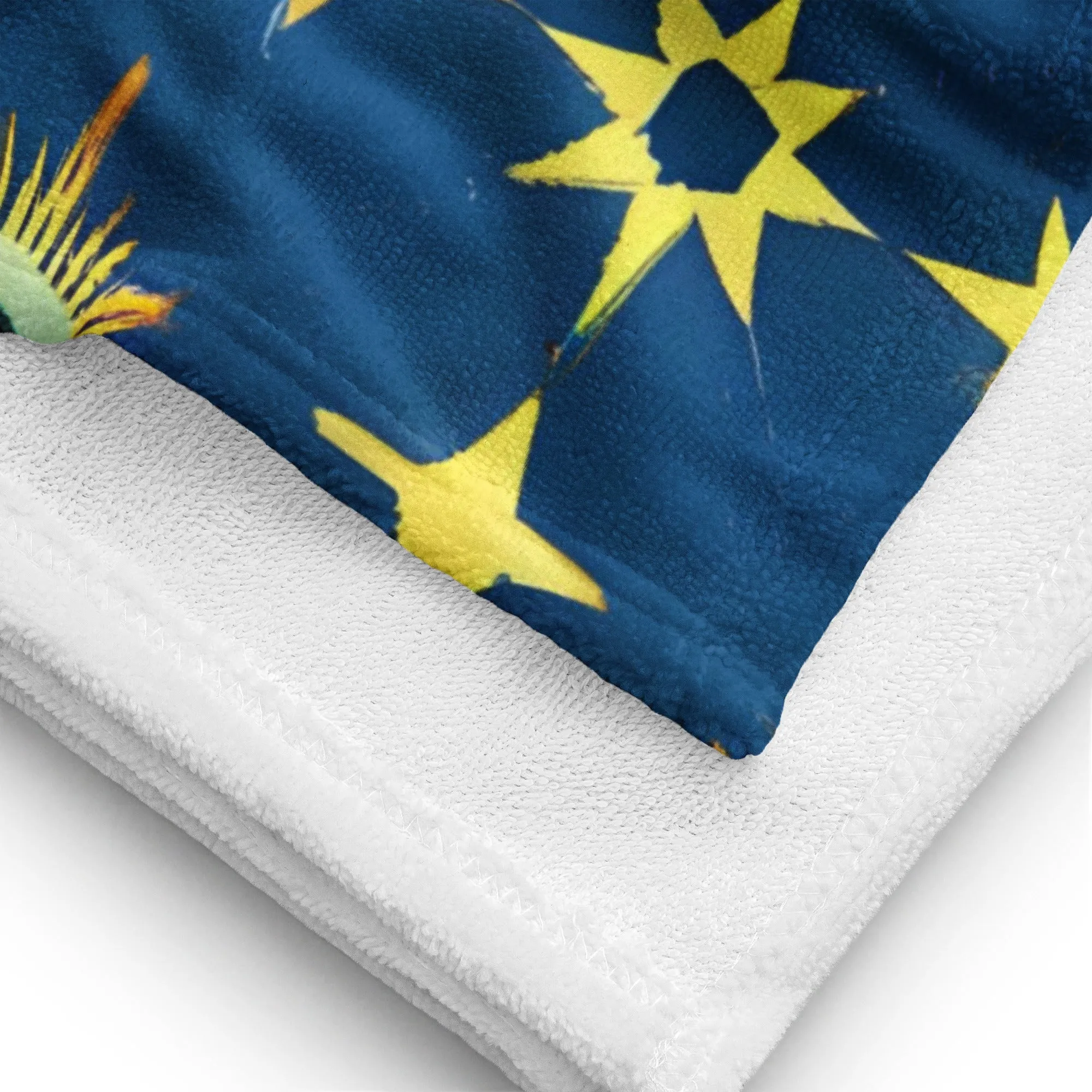 Elevate Your Bathroom Decor with Navy & Gold Star Sublimation Towel | Soft and Cozy