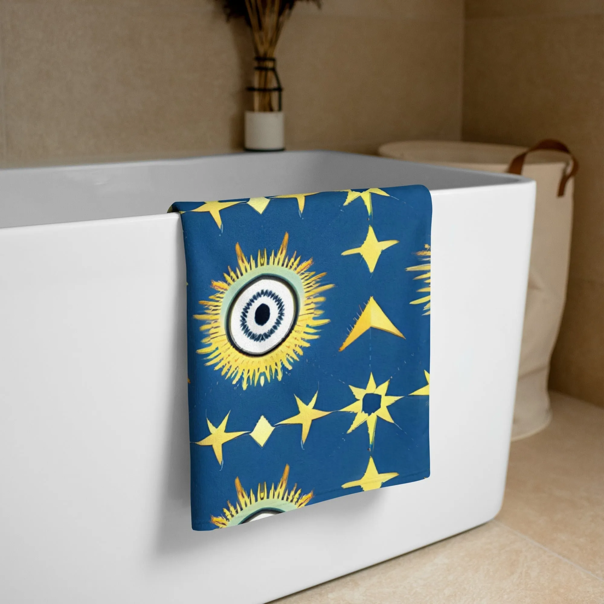 Elevate Your Bathroom Decor with Navy & Gold Star Sublimation Towel | Soft and Cozy