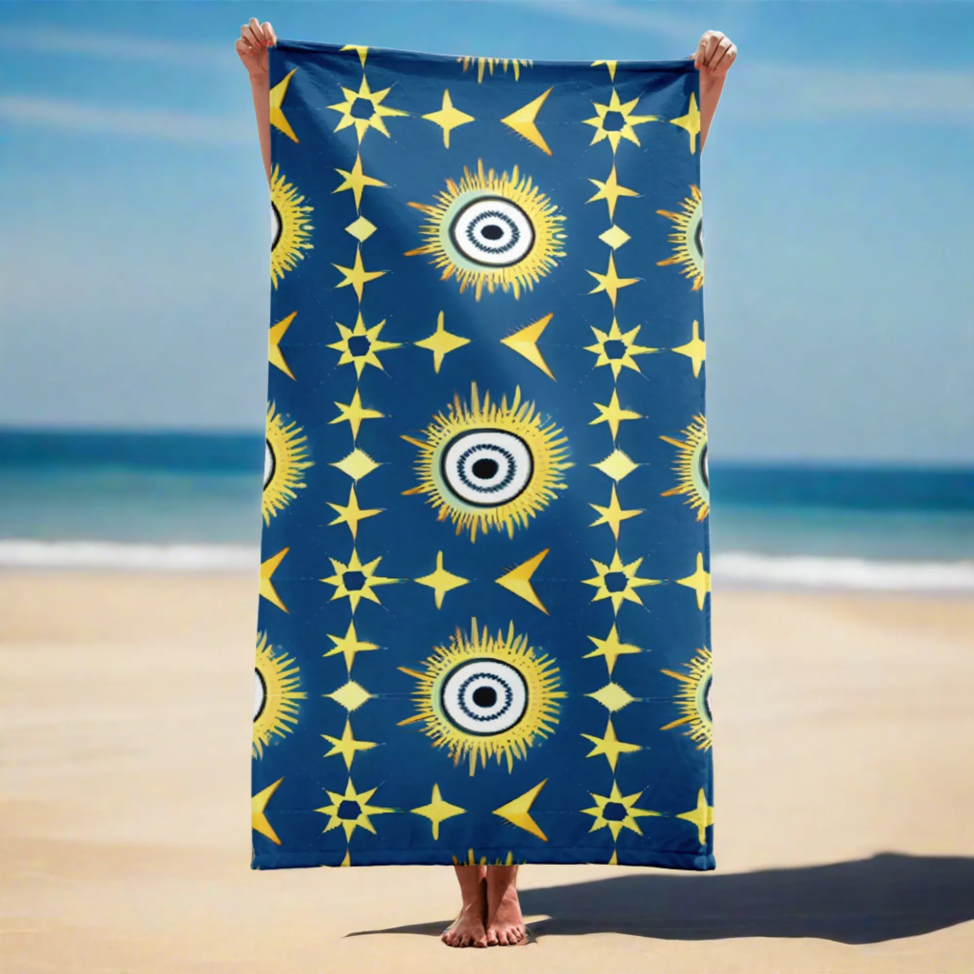 Elevate Your Bathroom Decor with Navy & Gold Star Sublimation Towel | Soft and Cozy