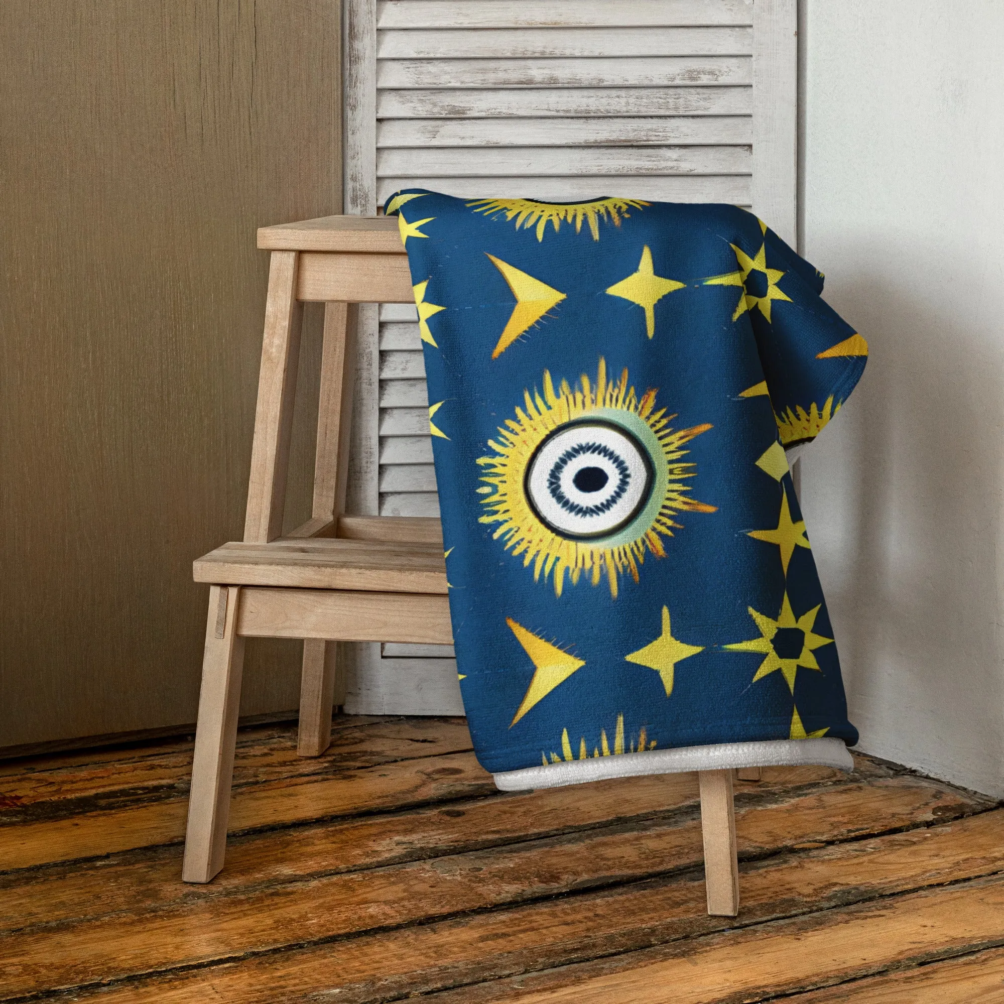 Elevate Your Bathroom Decor with Navy & Gold Star Sublimation Towel | Soft and Cozy