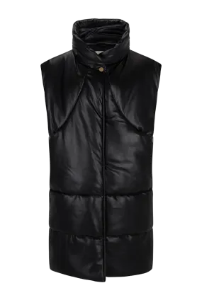 Elongated Vegan Leather Puffer Vest