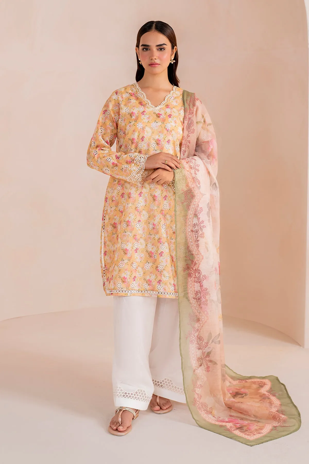 EMBROIDERED PRINTED LAWN UF-709