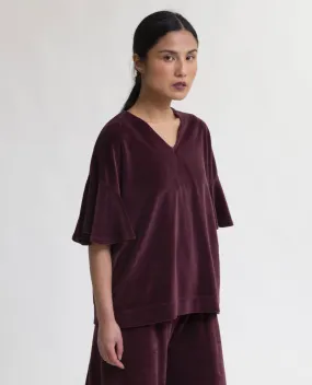 Ester Organic Cotton Velour Top In Mauve