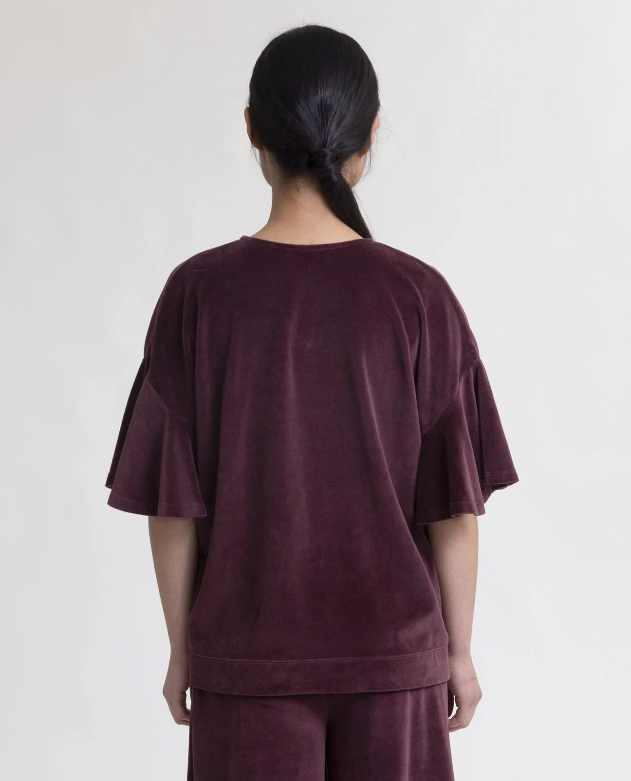 Ester Organic Cotton Velour Top In Mauve