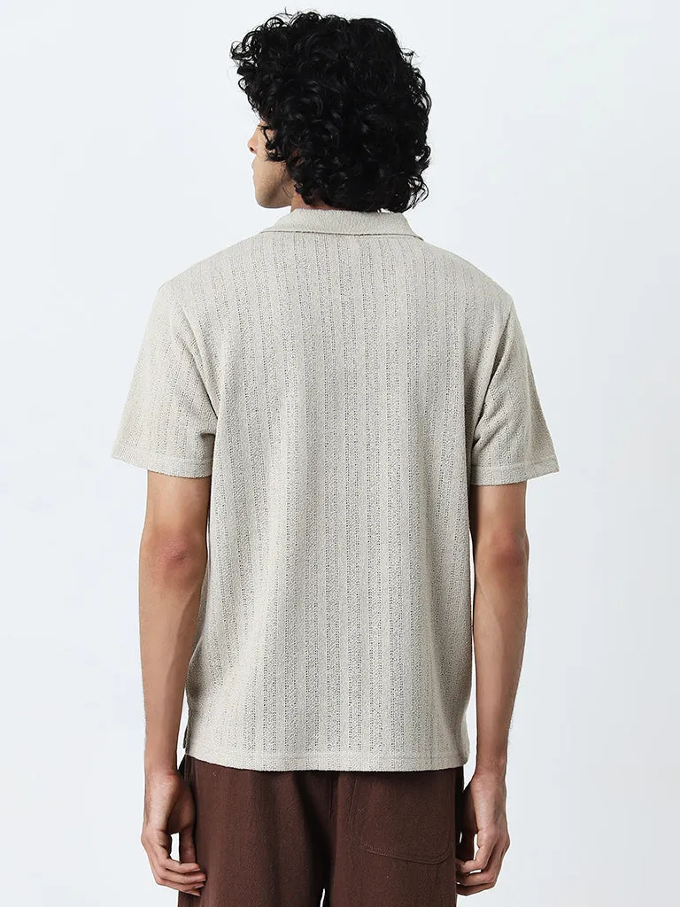 ETA Beige Knitted Relaxed-Fit T-Shirt