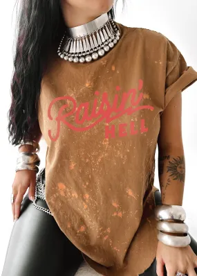 FINAL SALE: RAISIN' HELL VINTAGE BLEACHED OUT SIDE SLIT TEE