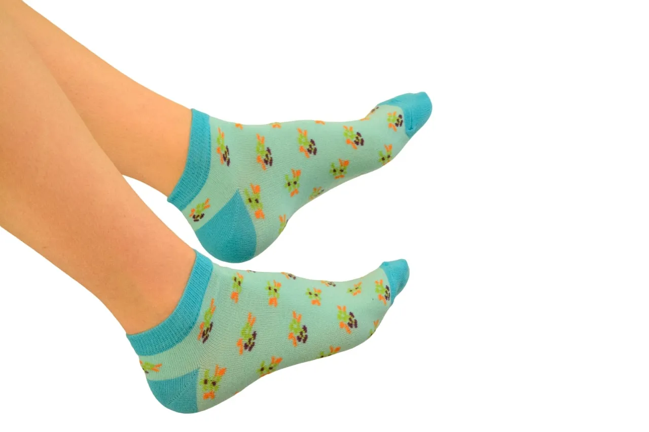 Floral Pattern Ankle Low Cut Cotton Socks