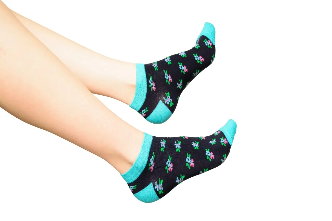 Floral Pattern Ankle Low Cut Cotton Socks