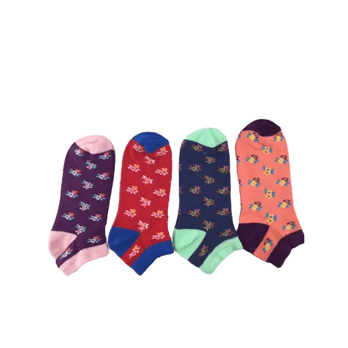 Floral Pattern Ankle Low Cut Cotton Socks