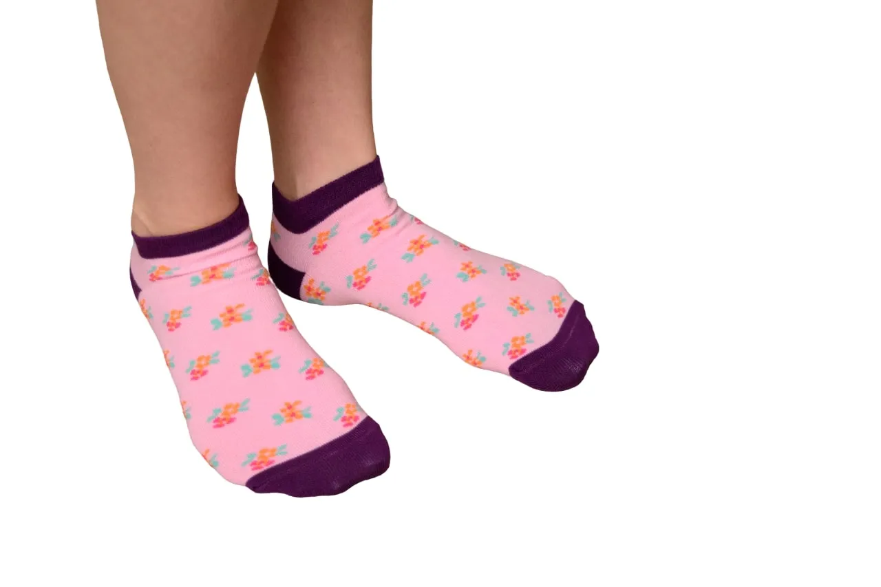 Floral Pattern Ankle Low Cut Cotton Socks