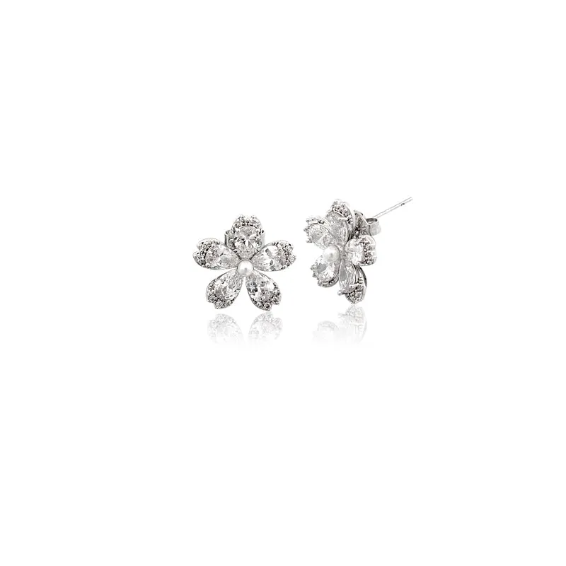 Flower Cubic Zirconia Earrings