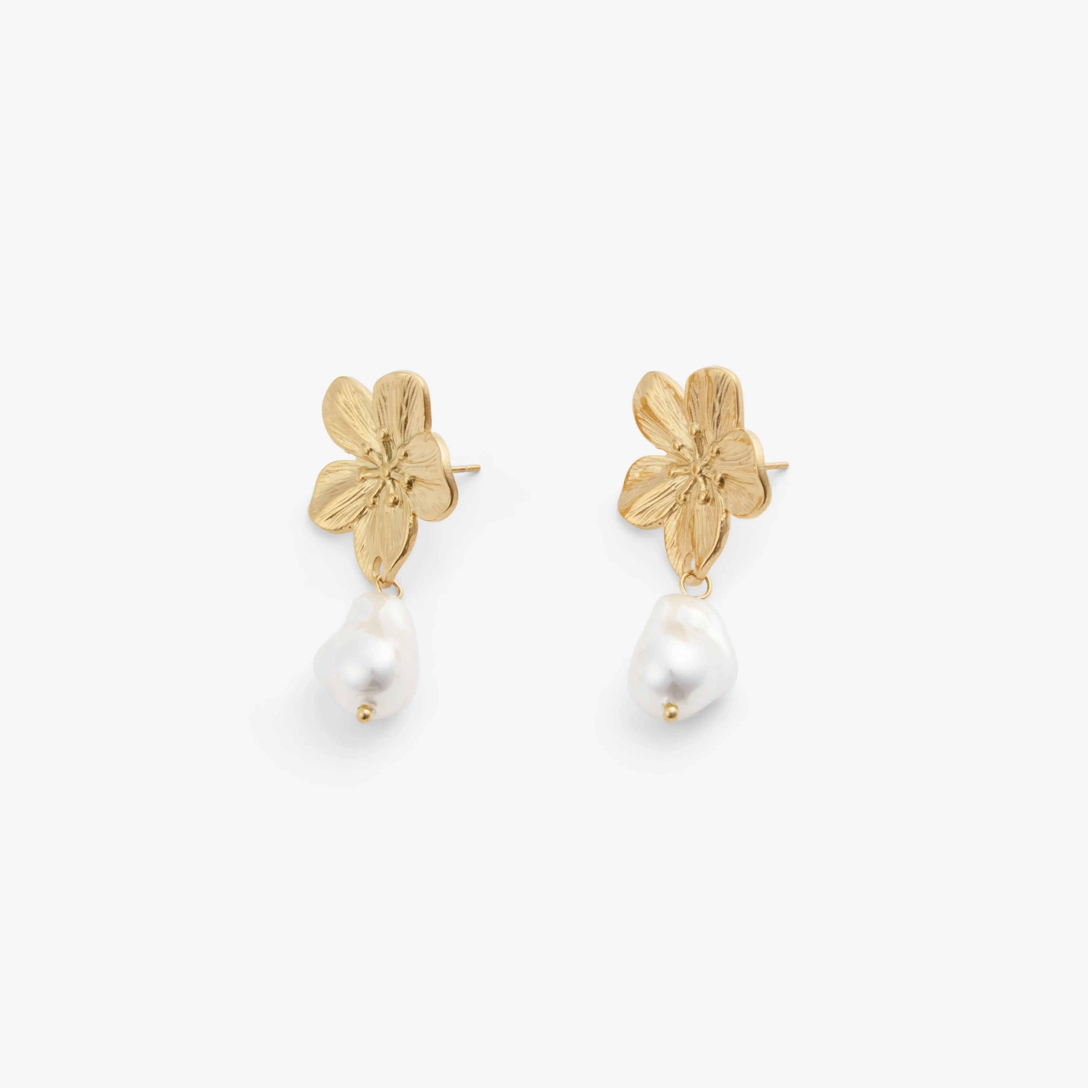 FLOWER PEARL EARRINGS Gold