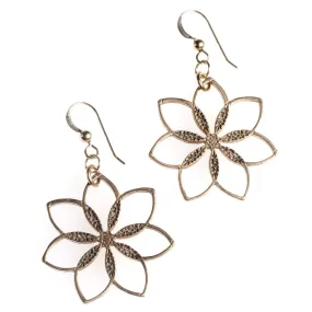 Flower Power! Peace Bronze Earrings on French Hooks (Wholesale)