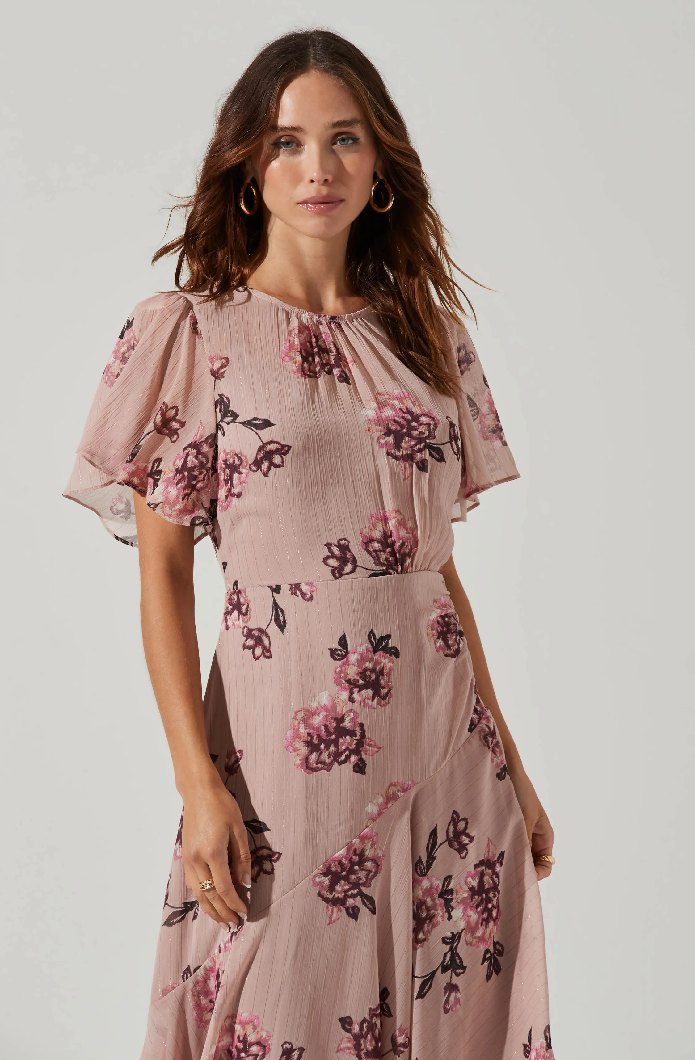 Flutter Sleeve Midi Dress