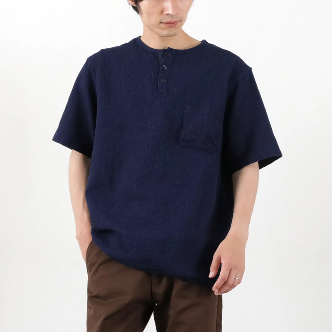 FOB FACTORY / F3493 Indigo waffle T-shirt