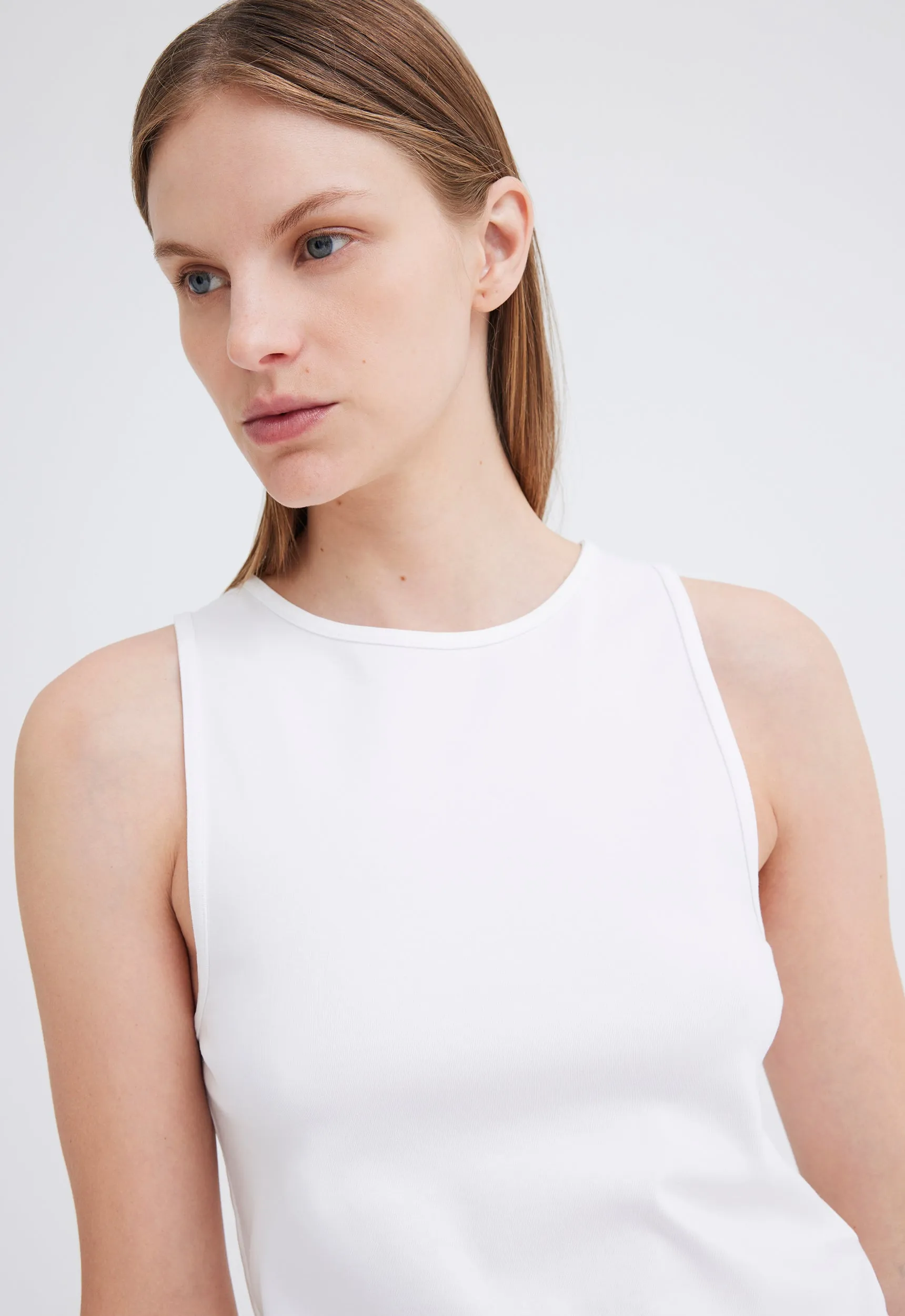 Foster Ribbed Cotton Tank - White