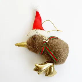 Furry Kiwi Bird Santa Christmas Decoration