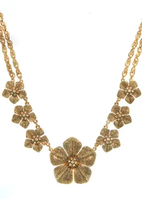 Garden of Love Stardust Rose Gold Large Flower Collar Necklace