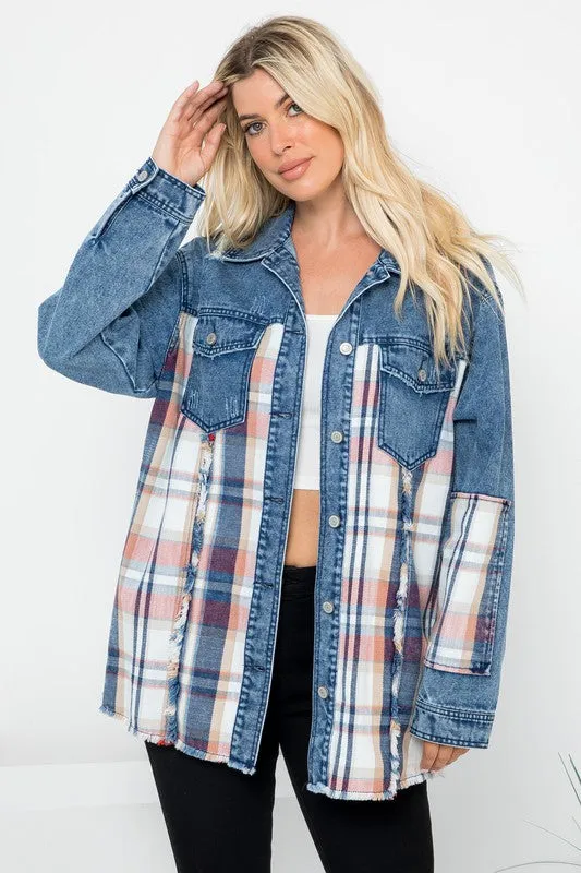 Garment Washed Oversized Denim Shacket - Light Denim or Dark Denim