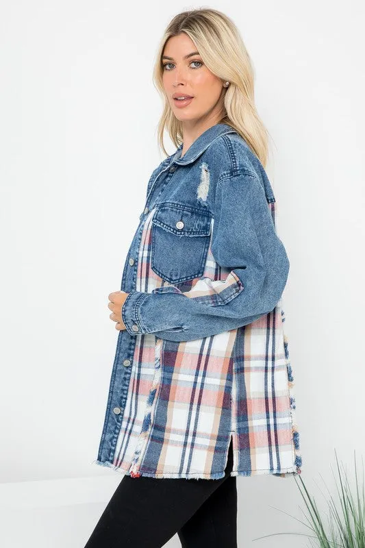 Garment Washed Oversized Denim Shacket - Light Denim or Dark Denim