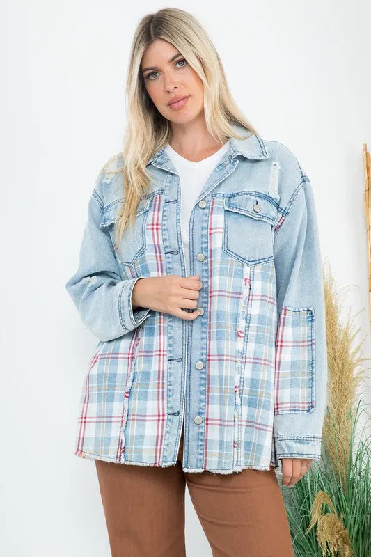 Garment Washed Oversized Denim Shacket - Light Denim or Dark Denim