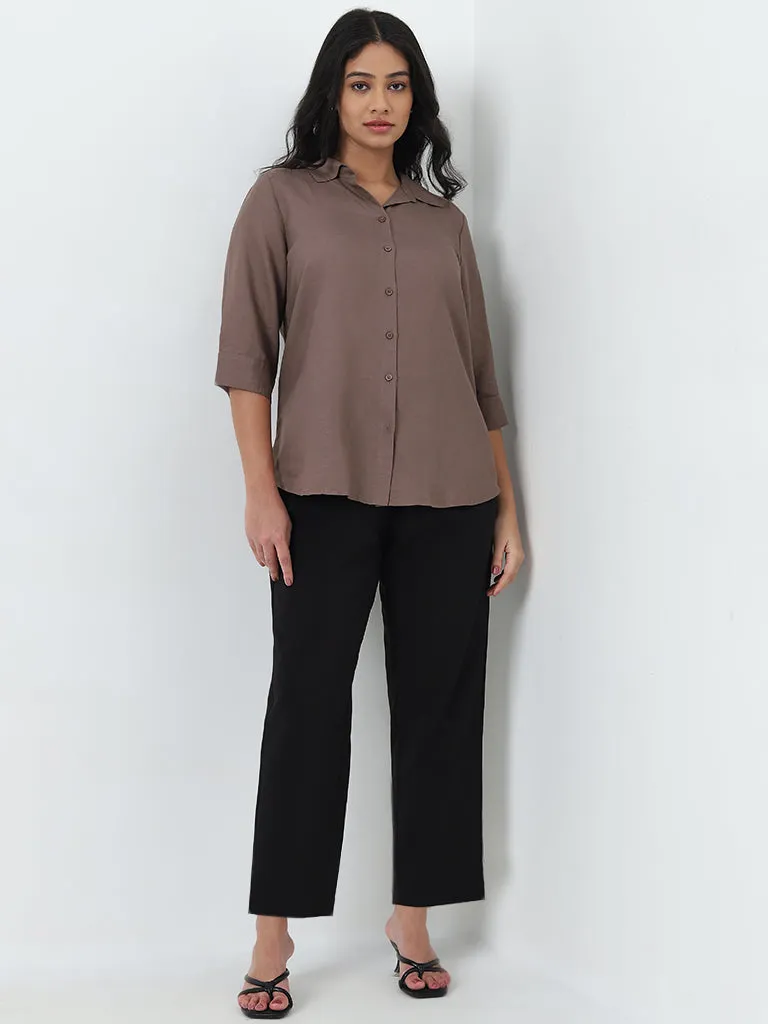 Gia Dark Brown Solid Shirt